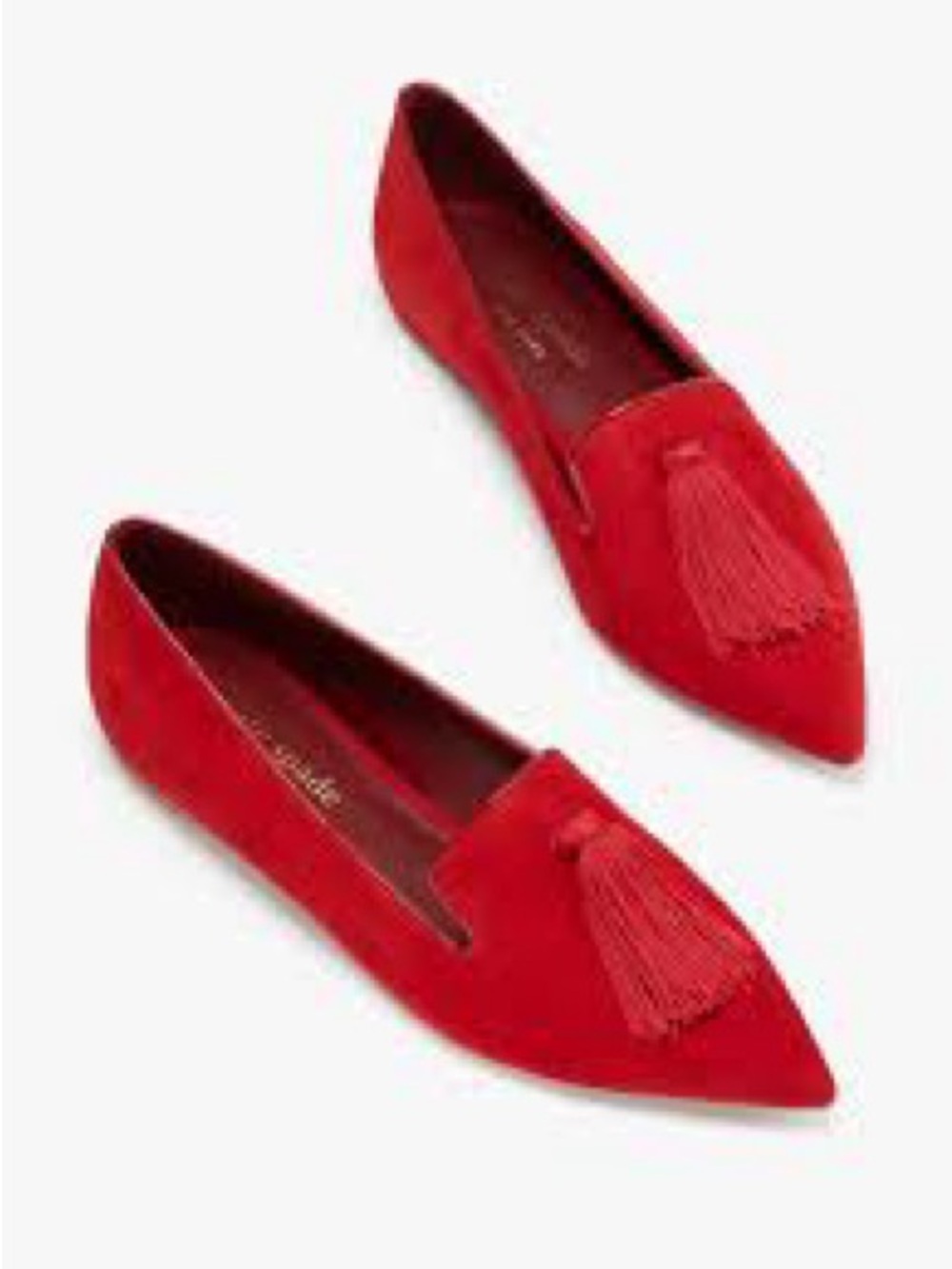 KATE SPADE New York Adore Tassel Pointed-Toe Loafer Flats in Red